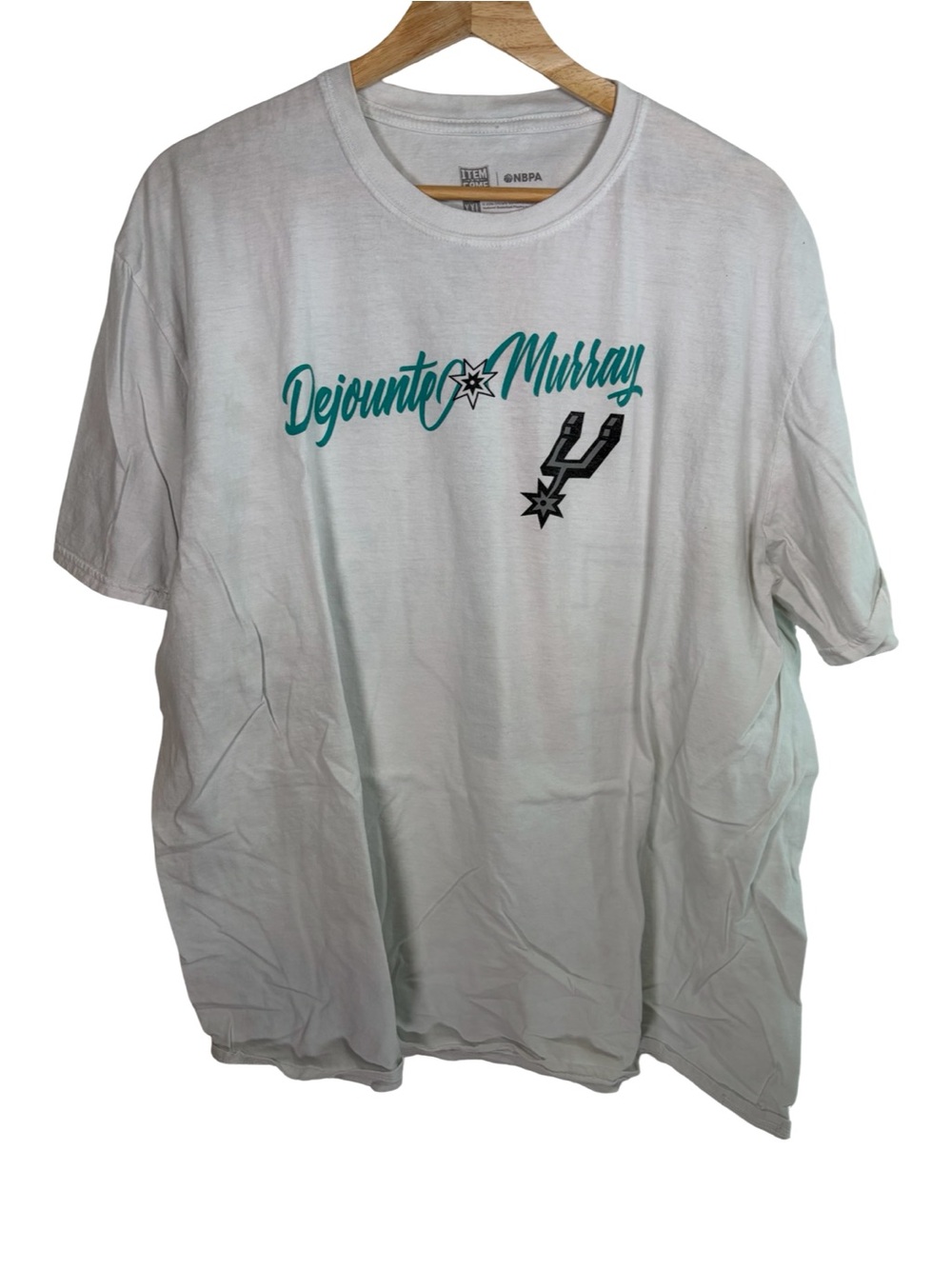 San Antonio Spurs Dejounte Murray #5 White Graphic Tee